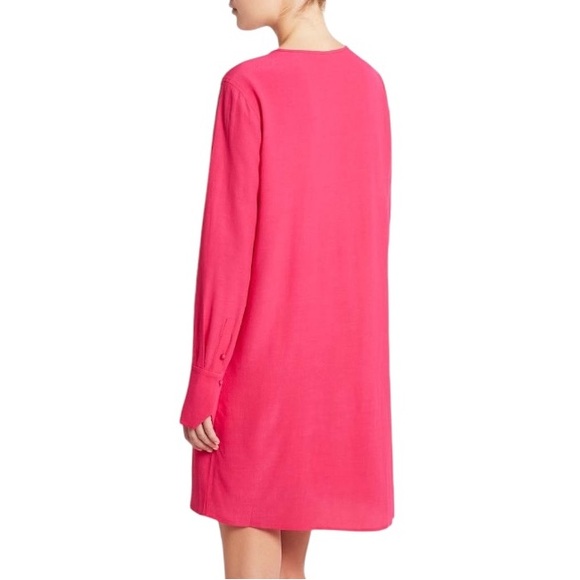 Equipment Bonnie Fuchsia Carmine Pink Cutout Long Sleeve Tunic Mini Dress - M - Picture 3 of 16